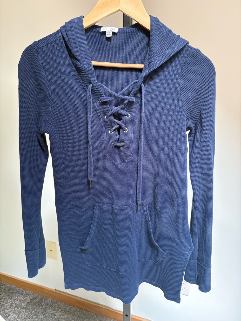 Splendid lace up hoody with stretch